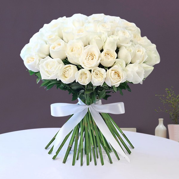 50 White Rose Bouquet 